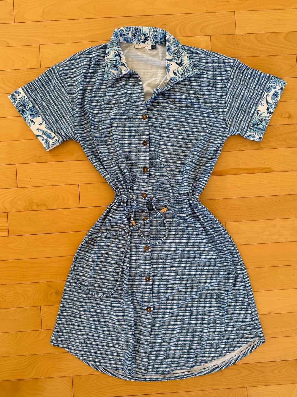 Cabana Life Charleston Relaxed Shirt Dress Womens XS Blue 701-CA22